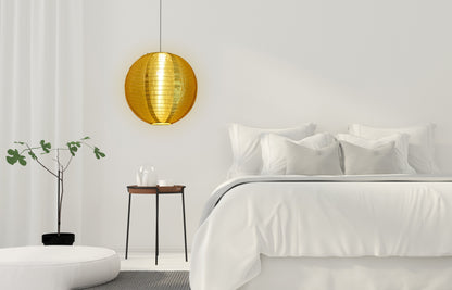 12 Inch Gold Shimmering Nylon Lantern, Even Ribbing, Durable, Hanging