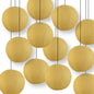 BULK PACK (12) 14" Golden Yellow Shimmering Nylon Lantern, Even Ribbing, Durable, Hanging