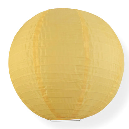 BULK PACK (12) 18" Golden Yellow Shimmering Nylon Lantern, Even Ribbing, Durable, Hanging