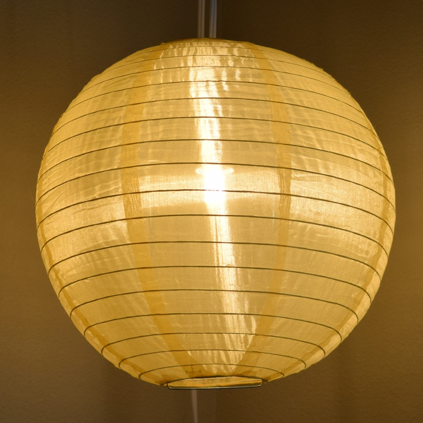 30" Golden Yellow Jumbo Shimmering Nylon Lantern, Even Ribbing, Durable, Dry Outdoor Hanging Decoration