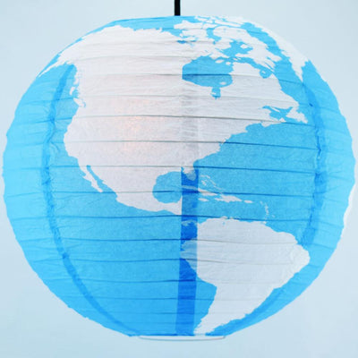 5 PACK | 14" Greater Detailed World Earth Globe Paper Lantern - PaperLanternStore.com - Paper Lanterns, Decor, Party Lights & More