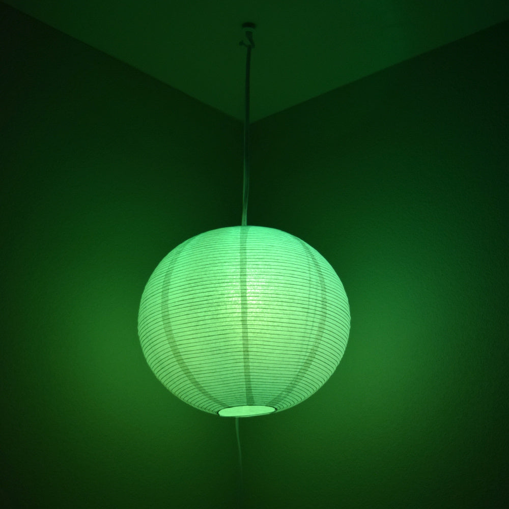 Fine Line Premium Paper Lantern Pendant Light Cord Kit with S14 Green LED Bulb