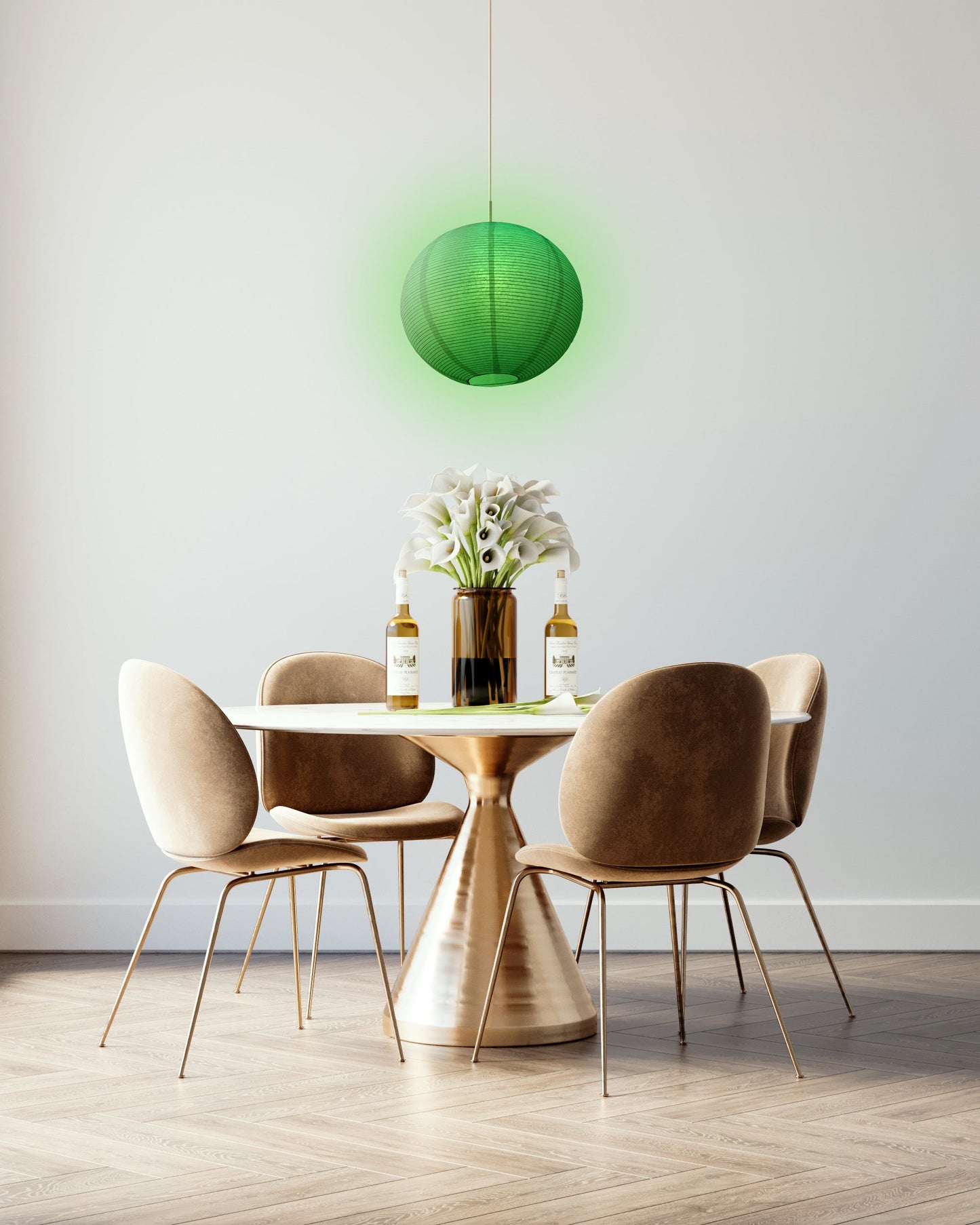 Fine Line Premium Paper Lantern Pendant Light Cord Kit with S14 Green LED Bulb