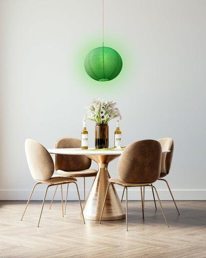 Fine Line Premium Paper Lantern Pendant Light Cord Kit with S14 Green LED Bulb
