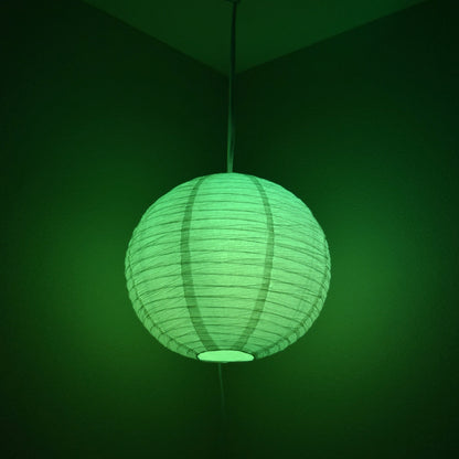 Crepe Premium Paper Lantern Pendant Light Cord Kit with S14 Green LED Bulb