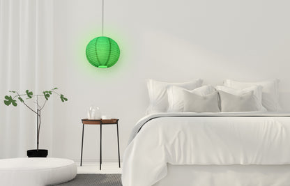 Crepe Premium Paper Lantern Pendant Light Cord Kit with G50 Green LED Bulb