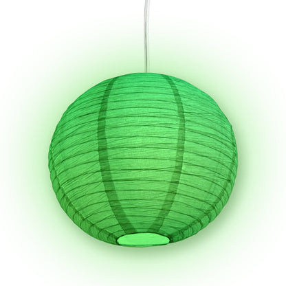 Crepe Premium Paper Lantern Pendant Light Cord Kit with G50 Green LED Bulb