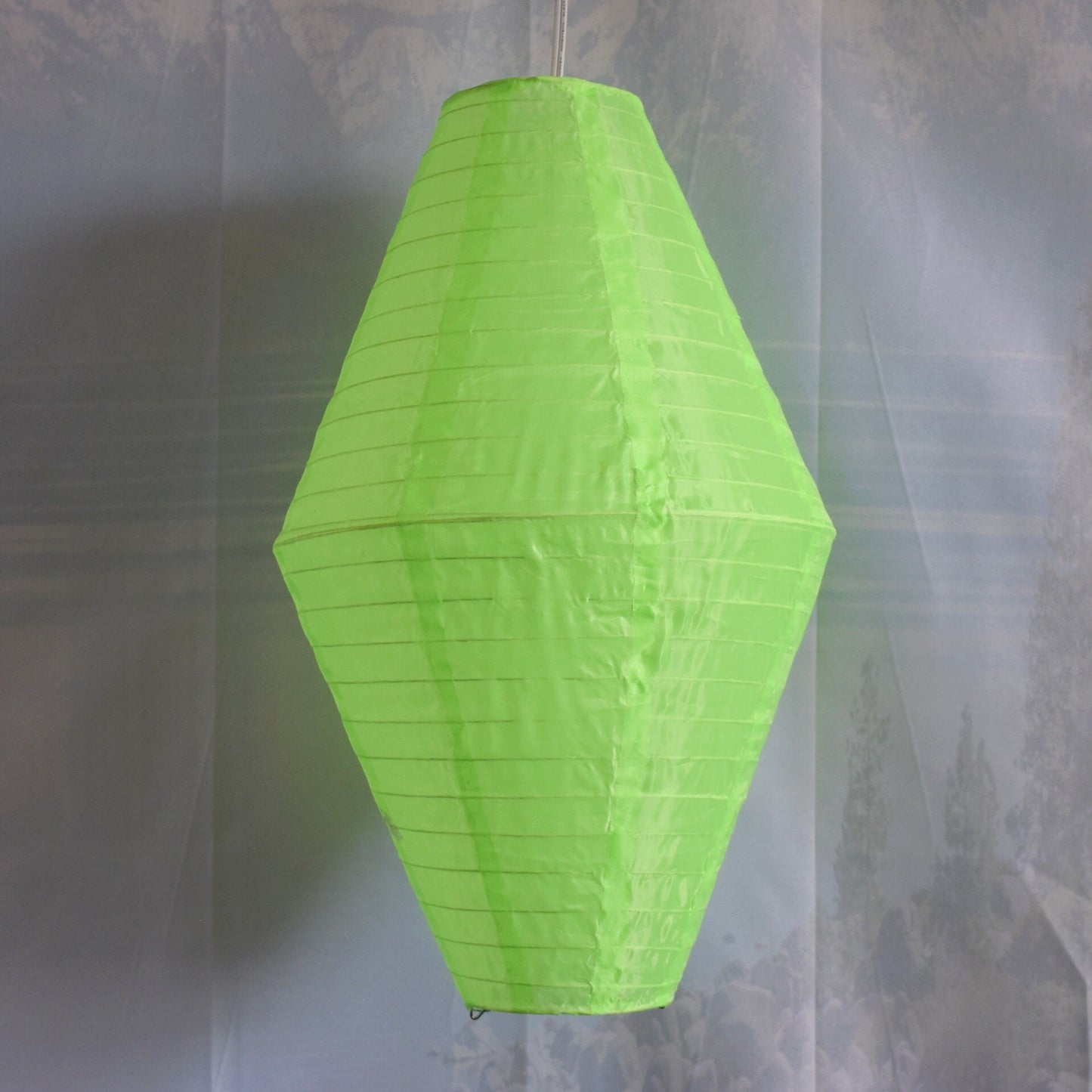 Neon Green Diamond Unique Shaped Shimmering Nylon Lantern, 12-inch x 19-inch