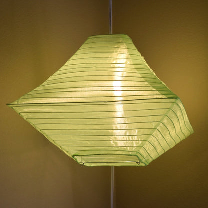 14" Neon Green Pagoda Unique Shaped Shimmering Nylon Lantern