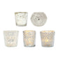Royal Banquet Silver Mercury Glass Tea Light Votive Candle Holders (5 PACK, Assorted Designs and Sizes)