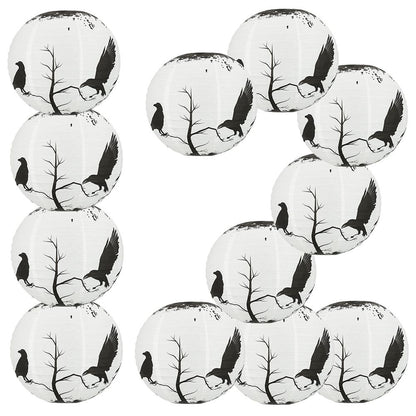 12 PACK | 14" Halloween Crows Scary Black Birds Paper Lantern, Hanging Decoration - PaperLanternStore.com - Paper Lanterns, Decor, Party Lights & More