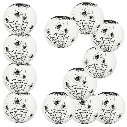 12 PACK | 14" Halloween Spiders Spooky Bug Webs Paper Lantern, Hanging Decoration - PaperLanternStore.com - Paper Lanterns, Decor, Party Lights & More