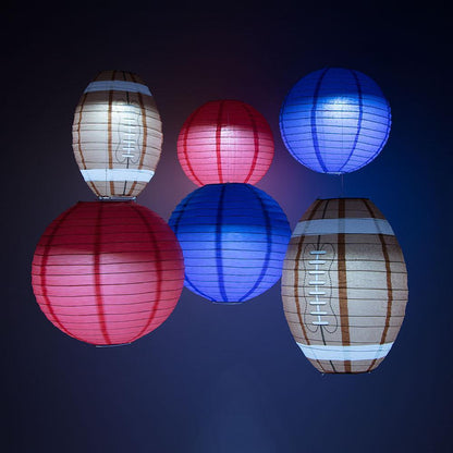 Houston Pro Football Paper Lanterns 6pc Combo Tailgating Party Pack (Red/Navy) - by PaperLanternStore.com - Paper Lanterns, Decor, Party Lights & More