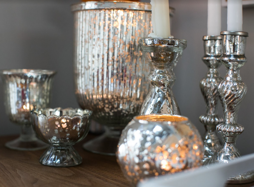 9" Large Fluted Silver Lynne Hurricane Candle Holder and Vase - PaperLanternStore.com - Paper Lanterns, Decor, Party Lights & More