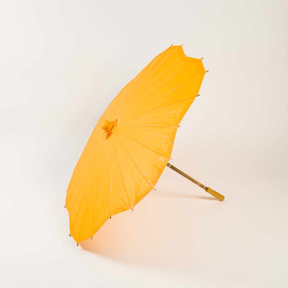 32" Orange Paper Parasol Umbrella, Scallop Blossom Shaped - PaperLanternStore.com - Paper Lanterns, Decor, Party Lights & More