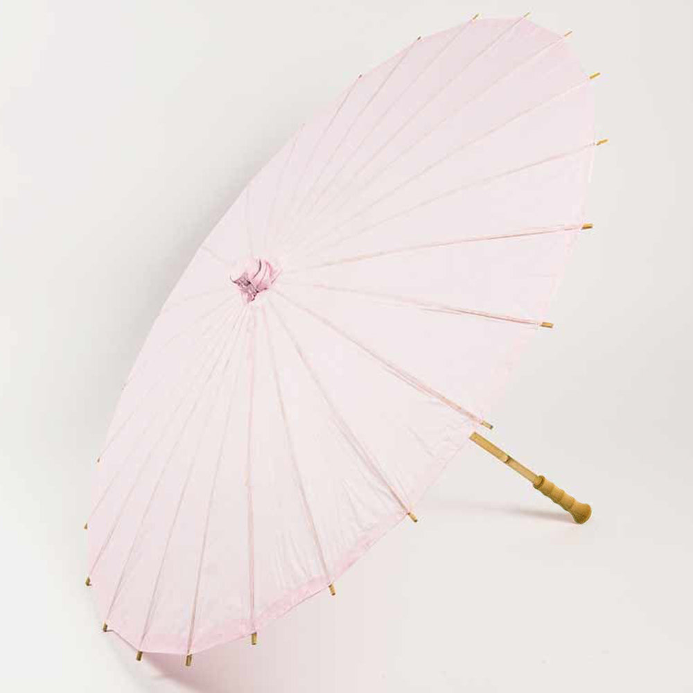 BULK PACK (10-Pack) 32" Pink Paper Parasol Umbrella with Elegant Handle