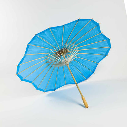32" Turquoise Paper Parasol Umbrella, Scallop Blossom Shaped - PaperLanternStore.com - Paper Lanterns, Decor, Party Lights & More