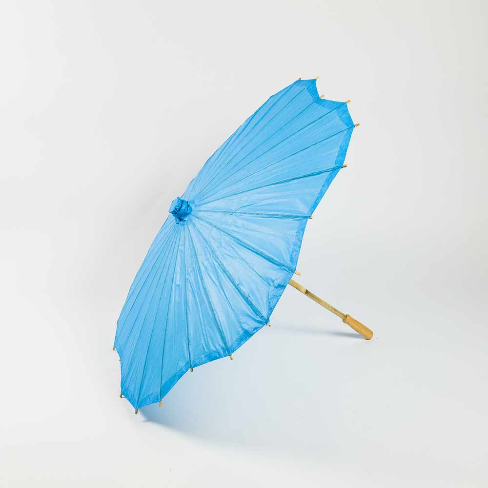 32 Inch Turquoise Paper Parasol Umbrella, Scallop Blossom Shaped - PaperLanternStore.com - Paper Lanterns, Decor, Party Lights & More