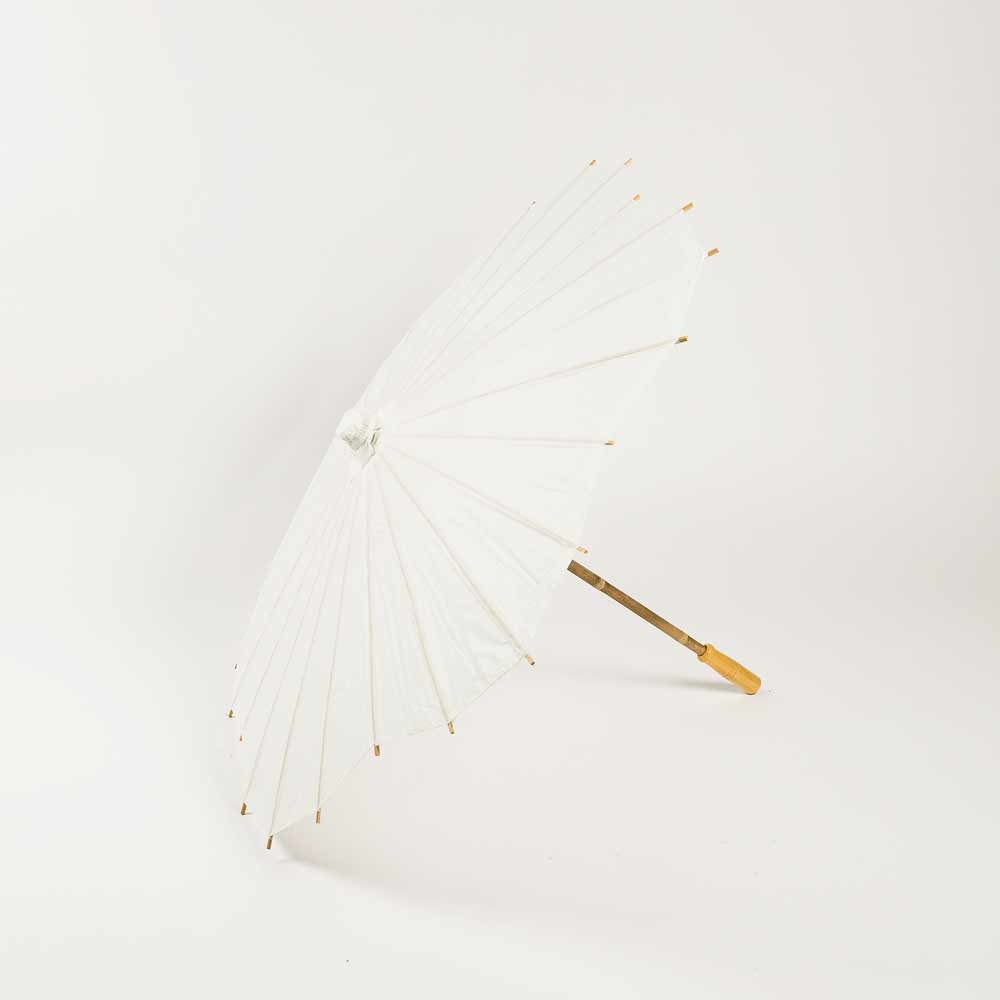 32" White Paper Parasol Umbrella, Scallop Blossom Shaped - PaperLanternStore.com - Paper Lanterns, Decor, Party Lights & More