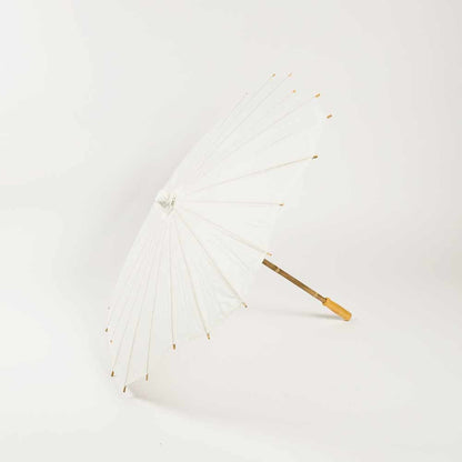 32" White Paper Parasol Umbrella, Scallop Blossom Shaped - PaperLanternStore.com - Paper Lanterns, Decor, Party Lights & More