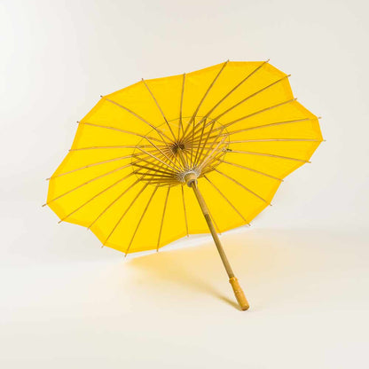 32" Yellow Paper Parasol Umbrella, Scallop Blossom Shaped - PaperLanternStore.com - Paper Lanterns, Decor, Party Lights & More