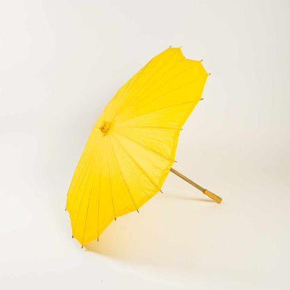 32" Yellow Paper Parasol Umbrella, Scallop Blossom Shaped - PaperLanternStore.com - Paper Lanterns, Decor, Party Lights & More