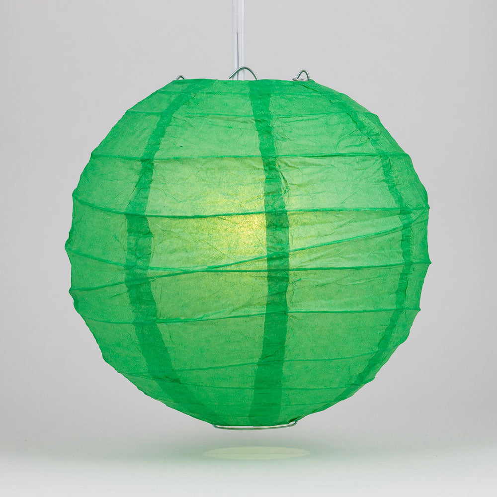 16" Emerald Green Round Paper Lantern, Crisscross Ribbing, Chinese Hanging Wedding & Party Decoration - PaperLanternStore.com - Paper Lanterns, Decor, Party Lights & More