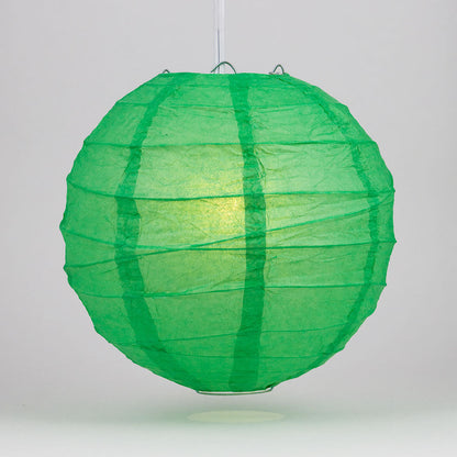 16" Emerald Green Round Paper Lantern, Crisscross Ribbing, Chinese Hanging Wedding & Party Decoration - PaperLanternStore.com - Paper Lanterns, Decor, Party Lights & More