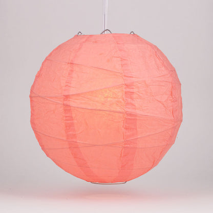 14" Roseate / Pink Coral Round Paper Lantern, Crisscross Ribbing, Chinese Hanging Wedding & Party Decoration - PaperLanternStore.com - Paper Lanterns, Decor, Party Lights & More