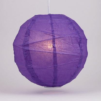 BULK PACK (12) 20" Royal Purple Round Paper Lantern, Crisscross Ribbing, Chinese Hanging Wedding & Party Decoration