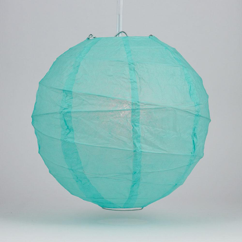 5-PACK 16" Water Blue Round Paper Lantern, Crisscross Ribbing, Chinese Hanging Wedding & Party Decoration