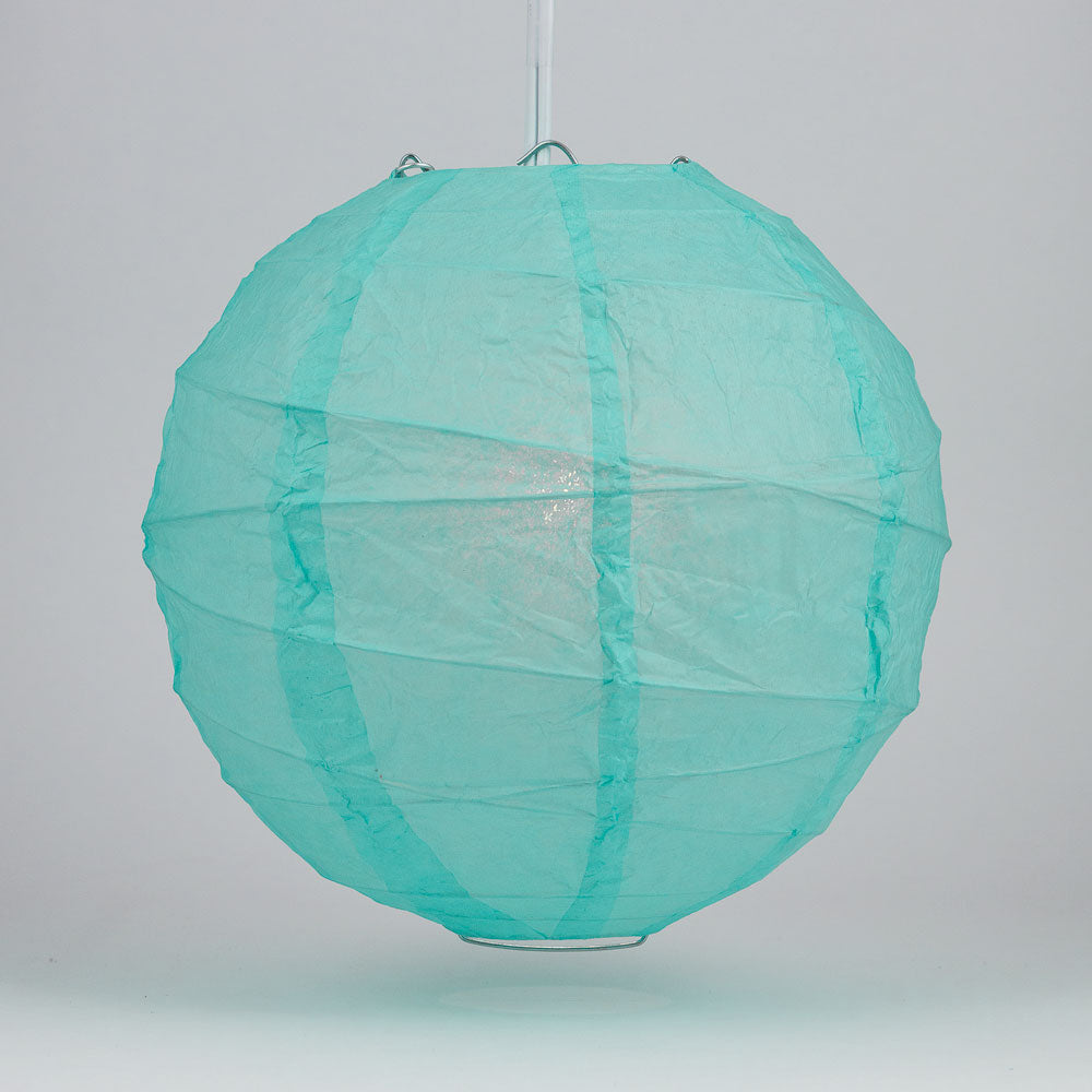 16" Water Blue Round Paper Lantern, Crisscross Ribbing, Chinese Hanging Wedding & Party Decoration - PaperLanternStore.com - Paper Lanterns, Decor, Party Lights & More