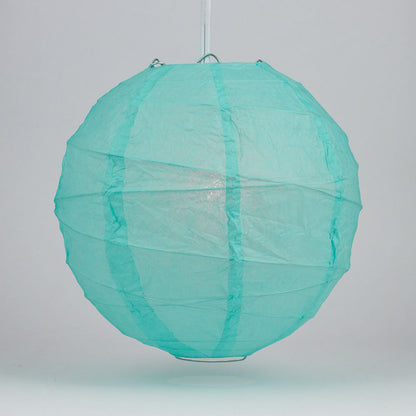 16" Water Blue Round Paper Lantern, Crisscross Ribbing, Chinese Hanging Wedding & Party Decoration - PaperLanternStore.com - Paper Lanterns, Decor, Party Lights & More