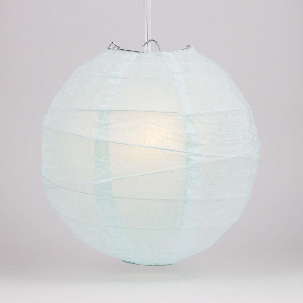 5-PACK 16" Arctic Spa Blue Round Paper Lantern, Irregular Ribbed, Chinese Hanging Wedding & Party Decoration
