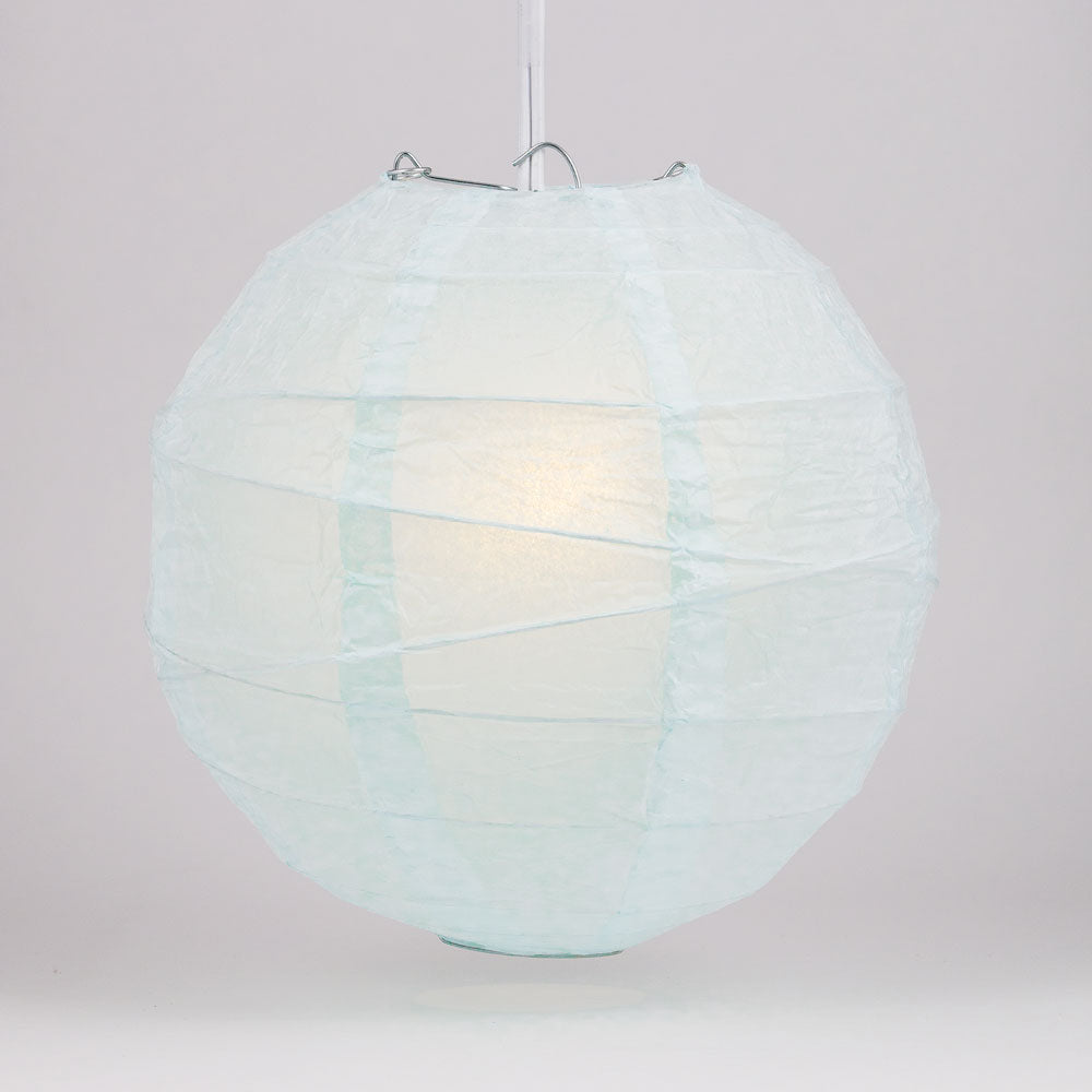 12" Arctic Spa Blue Round Paper Lantern, Irregular Ribbed, Chinese Hanging Wedding & Party Decoration - PaperLanternStore.com - Paper Lanterns, Decor, Party Lights & More