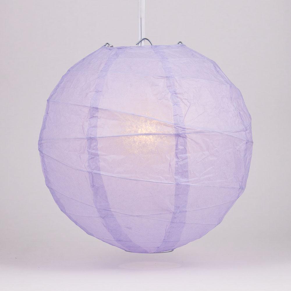 5-PACK 16" Lavender Round Paper Lantern, Crisscross Ribbing, Chinese Hanging Wedding & Party Decoration