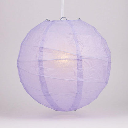 5-PACK 16" Lavender Round Paper Lantern, Crisscross Ribbing, Chinese Hanging Wedding & Party Decoration