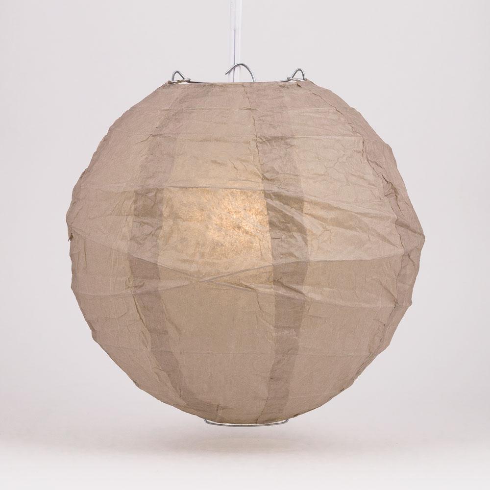 5-PACK 16" Dusty Sand Rose Round Paper Lantern, Crisscross Ribbing, Chinese Hanging Wedding & Party Decoration