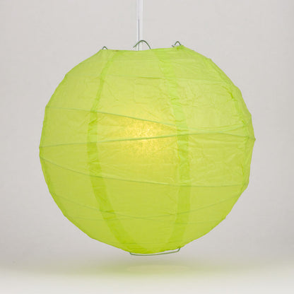 24" Light Lime Green Round Paper Lantern, Crisscross Ribbing, Chinese Hanging Wedding & Party Decoration - PaperLanternStore.com - Paper Lanterns, Decor, Party Lights & More