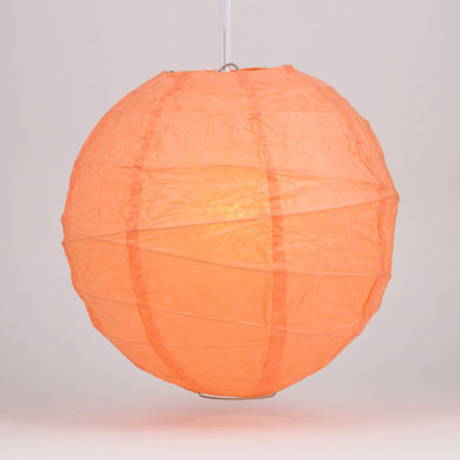 12" Peach / Orange Coral Round Paper Lantern, Crisscross Ribbing, Chinese Hanging Wedding & Party Decoration - PaperLanternStore.com - Paper Lanterns, Decor, Party Lights & More