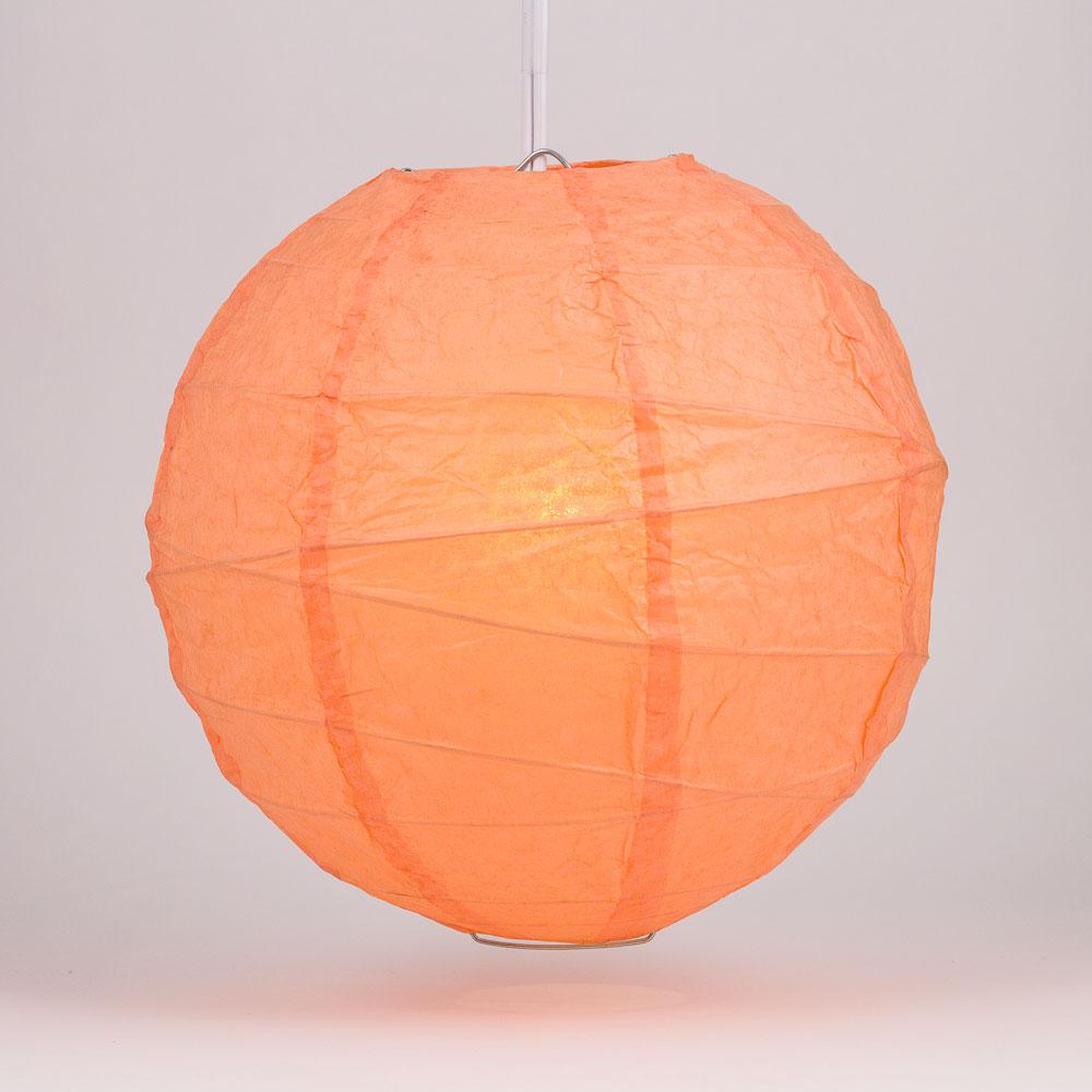 BLOWOUT 5-PACK 8" Peach / Orange Coral Round Paper Lantern, Crisscross Ribbing, Chinese Hanging Wedding & Party Decoration