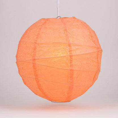 5-PACK 16" Peach / Orange Coral Round Paper Lantern, Crisscross Ribbing, Chinese Hanging Wedding & Party Decoration