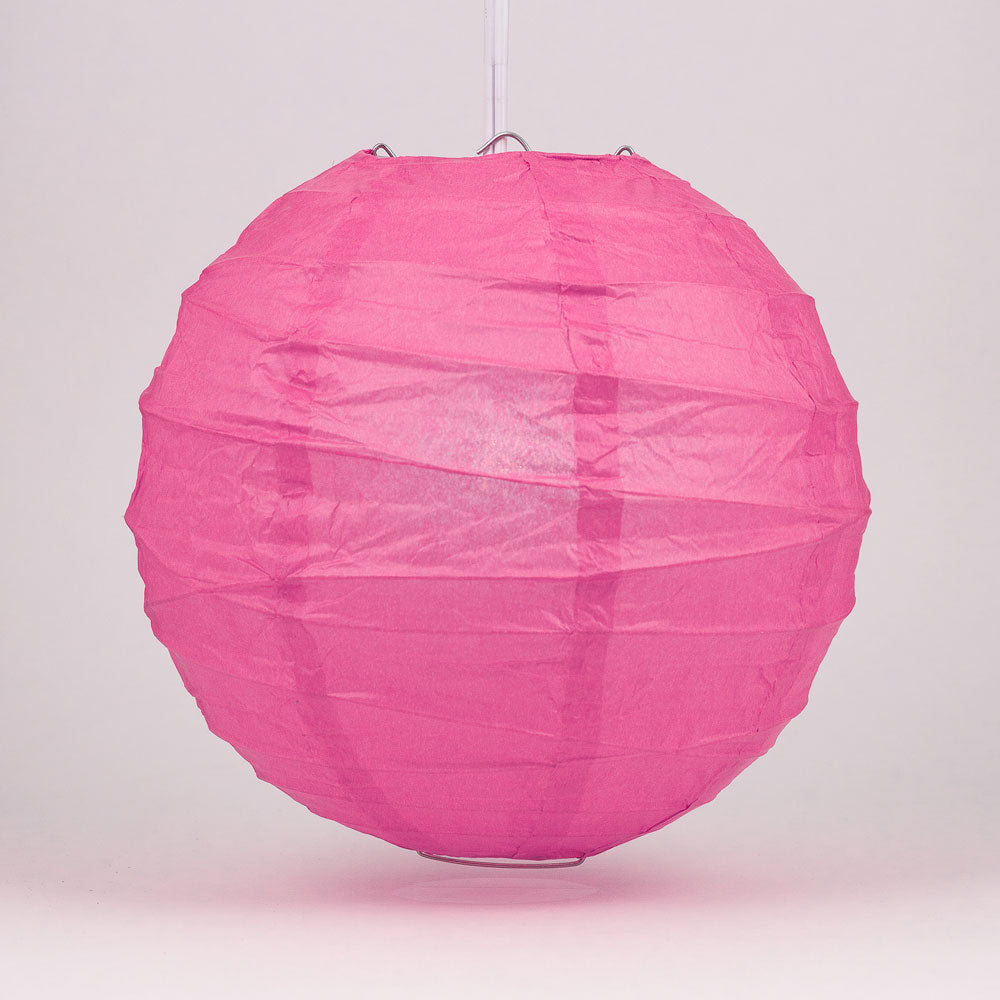 12" Fuchsia / Hot Pink Round Paper Lantern, Crisscross Ribbing, Chinese Hanging Wedding & Party Decoration - PaperLanternStore.com - Paper Lanterns, Decor, Party Lights & More