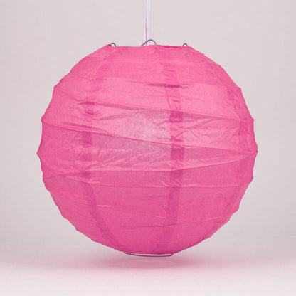 12" Fuchsia / Hot Pink Round Paper Lantern, Crisscross Ribbing, Chinese Hanging Wedding & Party Decoration - PaperLanternStore.com - Paper Lanterns, Decor, Party Lights & More