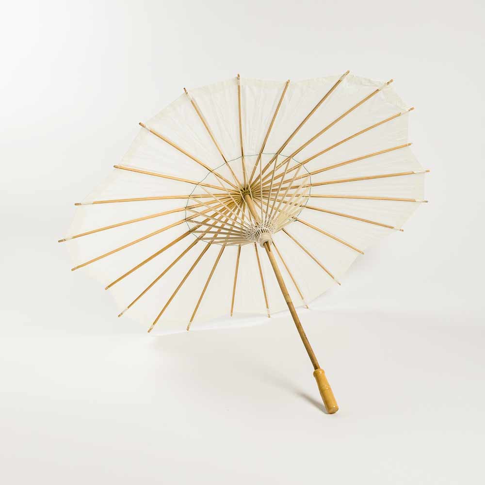 32" Beige / Ivory Paper Parasol Umbrella, Scallop Blossom Shaped - PaperLanternStore.com - Paper Lanterns, Decor, Party Lights & More