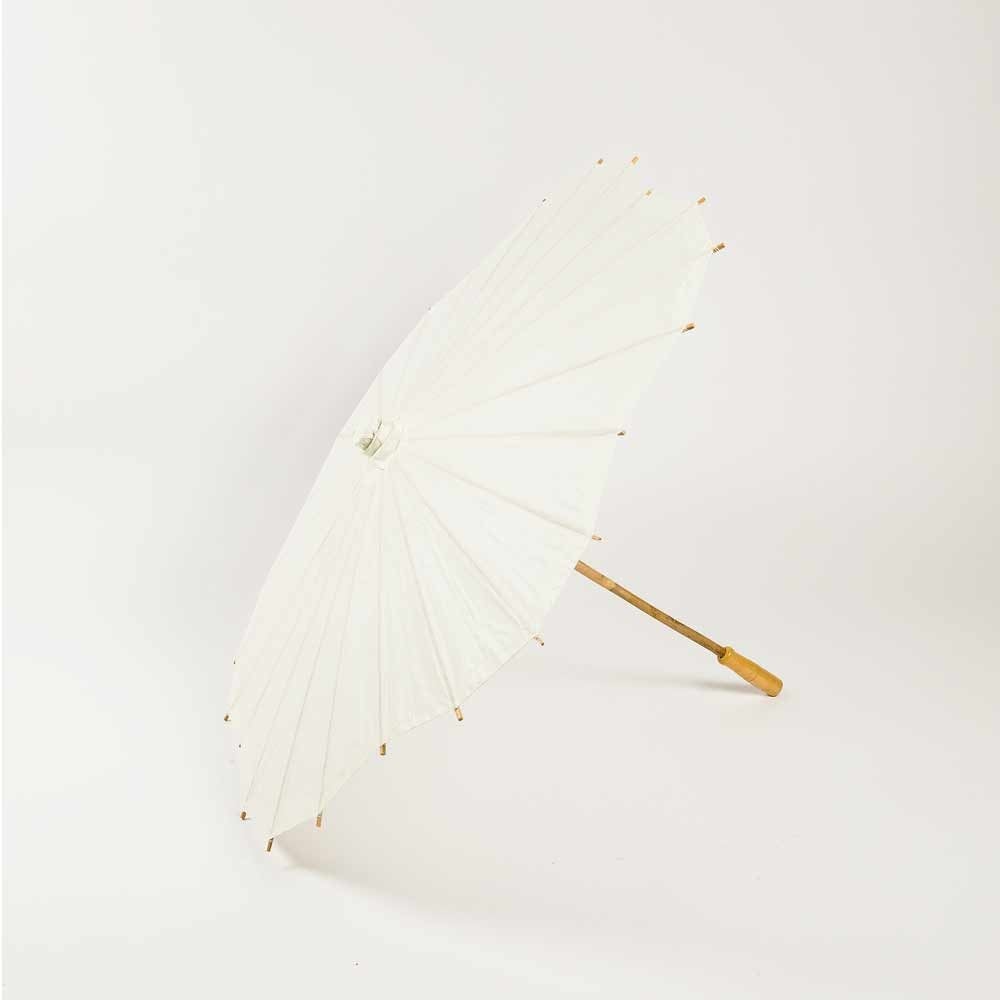32" Beige / Ivory Paper Parasol Umbrella, Scallop Blossom Shaped - PaperLanternStore.com - Paper Lanterns, Decor, Party Lights & More