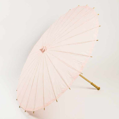BULK PACK (10-Pack) 32" Rose Quartz Paper Parasol Umbrella for Weddings and Parties with Elegant Handle