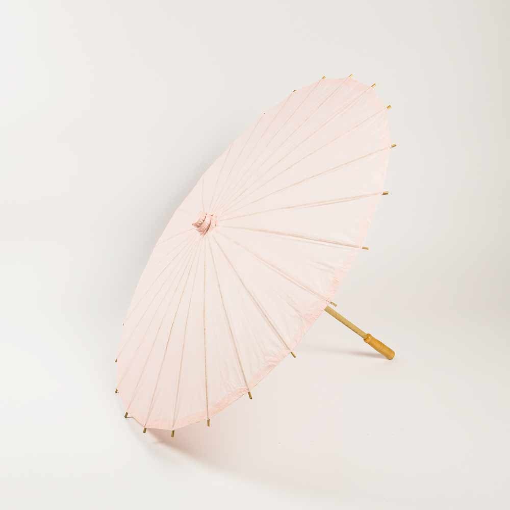 32" Rose Quartz Paper Parasol Umbrella for Weddings and Parties - PaperLanternStore.com - Paper Lanterns, Decor, Party Lights & More