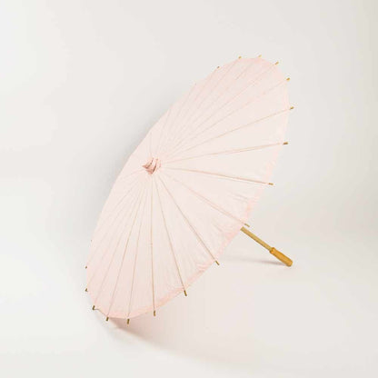 32" Rose Quartz Paper Parasol Umbrella for Weddings and Parties - PaperLanternStore.com - Paper Lanterns, Decor, Party Lights & More