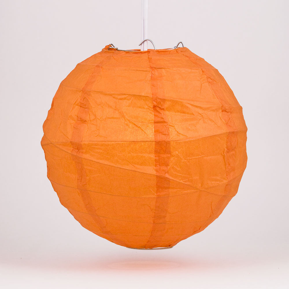 24" Persimmon Orange Round Paper Lantern, Crisscross Ribbing, Chinese Hanging Wedding & Party Decoration - PaperLanternStore.com - Paper Lanterns, Decor, Party Lights & More
